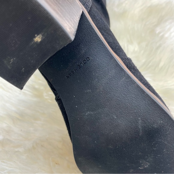 Cole Haan Knee High Boot - Black Suede with Block Heel - Picture 10 of 10